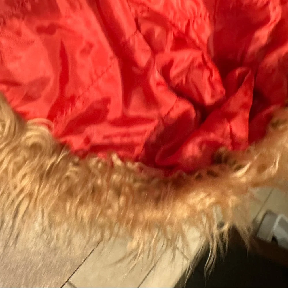 Casual Canine Bright Red pet Hooded Puffer with Faux Fur Trim